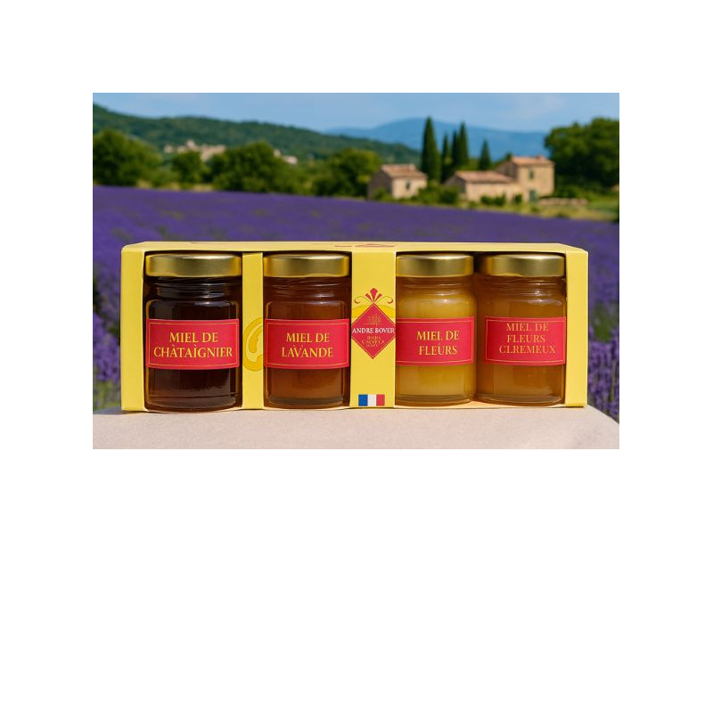 Discovery box of 4 jars of honeys from France