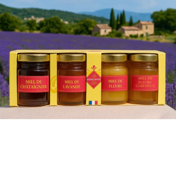Discovery box of 4 jars of honeys from France